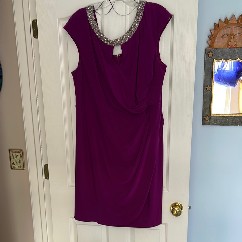 EUC 20W Purple Dress with Silver Embellished Neckline